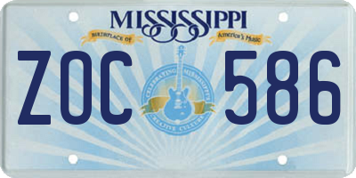 MS license plate ZOC586