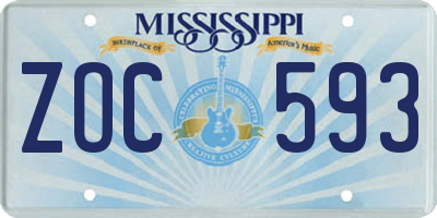 MS license plate ZOC593