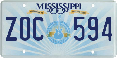 MS license plate ZOC594