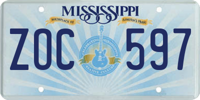 MS license plate ZOC597