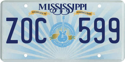 MS license plate ZOC599