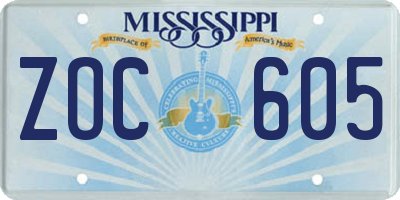 MS license plate ZOC605