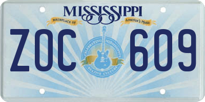 MS license plate ZOC609