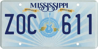 MS license plate ZOC611