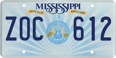 MS license plate ZOC612