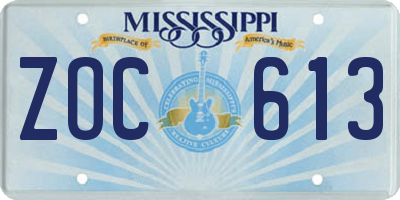 MS license plate ZOC613