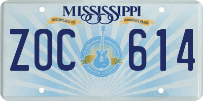 MS license plate ZOC614
