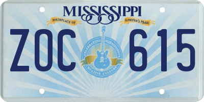 MS license plate ZOC615