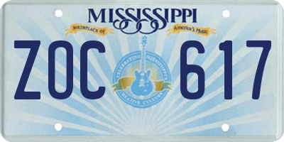 MS license plate ZOC617