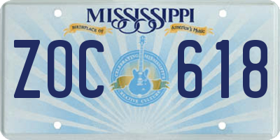 MS license plate ZOC618