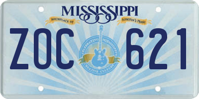 MS license plate ZOC621