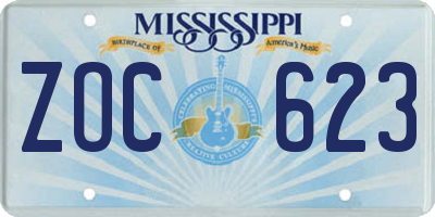 MS license plate ZOC623