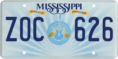 MS license plate ZOC626