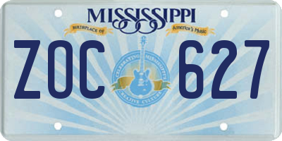 MS license plate ZOC627