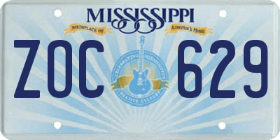 MS license plate ZOC629