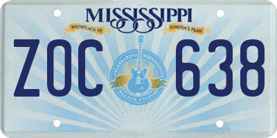 MS license plate ZOC638