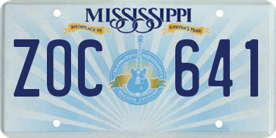 MS license plate ZOC641