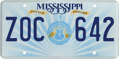 MS license plate ZOC642
