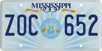 MS license plate ZOC652