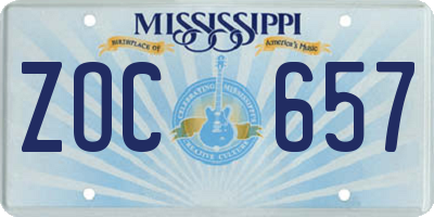 MS license plate ZOC657