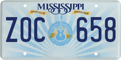 MS license plate ZOC658
