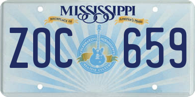MS license plate ZOC659