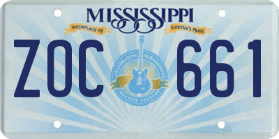 MS license plate ZOC661
