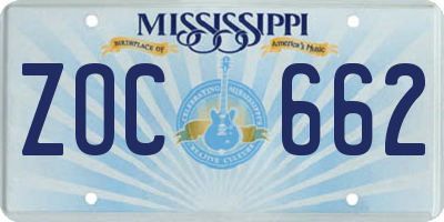 MS license plate ZOC662