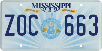 MS license plate ZOC663