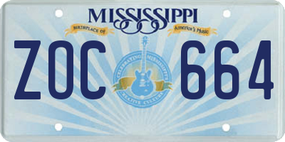 MS license plate ZOC664