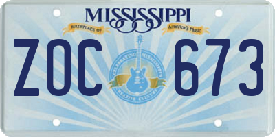 MS license plate ZOC673