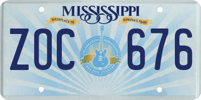 MS license plate ZOC676