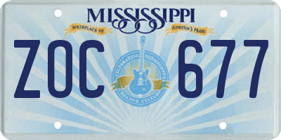 MS license plate ZOC677