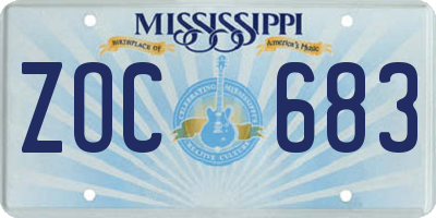 MS license plate ZOC683
