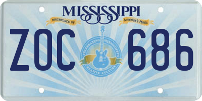 MS license plate ZOC686