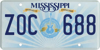 MS license plate ZOC688