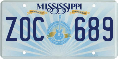 MS license plate ZOC689