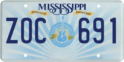 MS license plate ZOC691