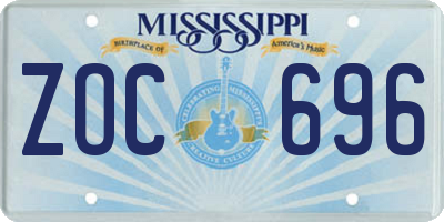 MS license plate ZOC696