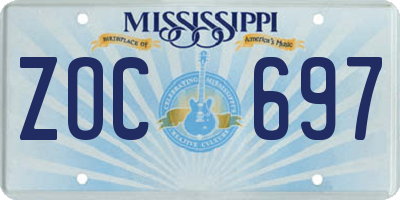 MS license plate ZOC697