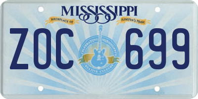 MS license plate ZOC699