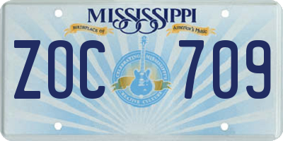 MS license plate ZOC709