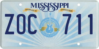 MS license plate ZOC711