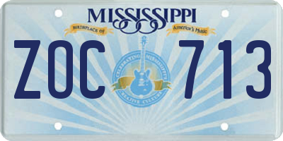 MS license plate ZOC713