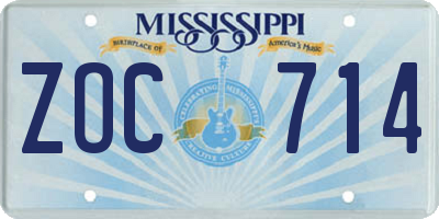 MS license plate ZOC714