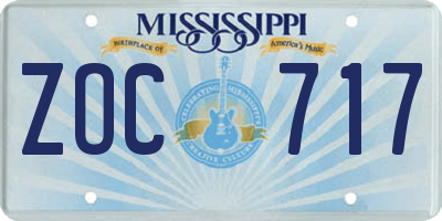 MS license plate ZOC717