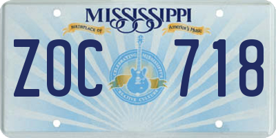 MS license plate ZOC718