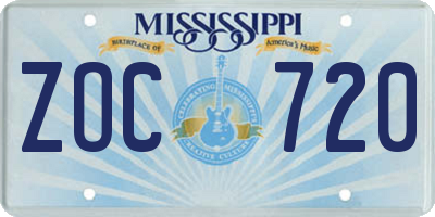 MS license plate ZOC720