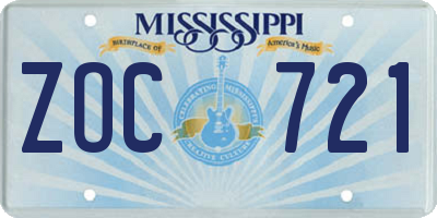 MS license plate ZOC721