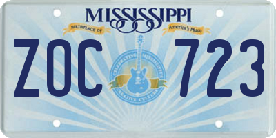 MS license plate ZOC723